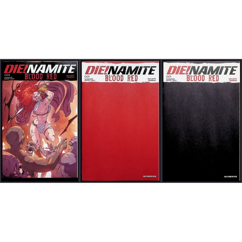 Dynamite Die!namite Blood Red 3x Comic Lot #1 4 Red Sonja Blank Sketch‎ Covers